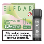 Elf Bar Elfa prefilled pod in Strawberry Kiwi flavor, blending sweet ripe strawberries with tangy kiwi for a fruity and refreshing vape, designed for use with the Elf Bar Elfa device for a smooth and flavorful vaping experience